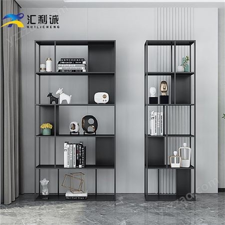 简约黑钛金架不锈钢嵌入式柜 大型书柜定制