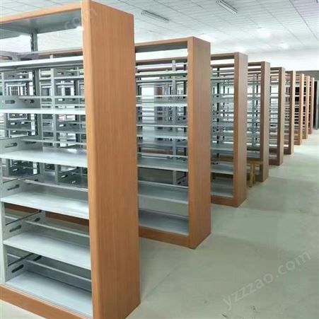 学校图书馆单双面书架定做 阅览室木护板图书架生产厂家
