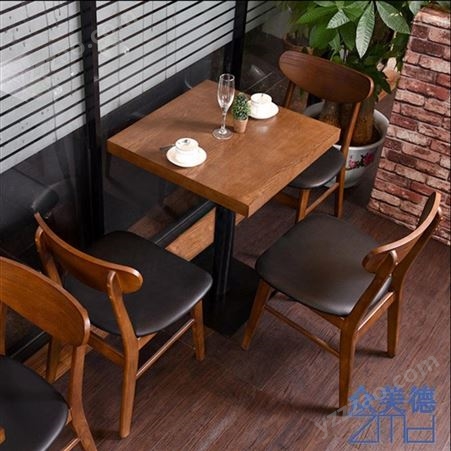 CZ-2021厂家自产自销实木餐桌，咖啡厅料理店木色餐桌椅组合，餐厅西餐厅饰面板餐桌定制  众美德家具
