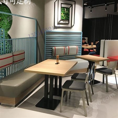 众美德供应茶餐厅4人位餐桌西餐厅实木桌椅JJ-120主题餐厅简约靠墙卡座沙发厂家