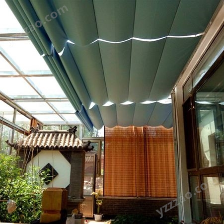 佩特美定制安装阳光房遮阳帘玻璃房PTS隔热自动电动天棚帘遥控智能轨道