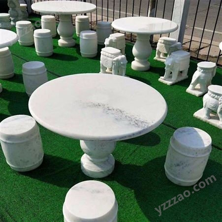 加工定制石雕石桌石凳 青石庭院花园石桌椅凳子 一套仿古石圆桌