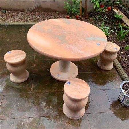 园林户外石桌子 花岗岩石桌石凳 青石仿古圆桌供应厂家