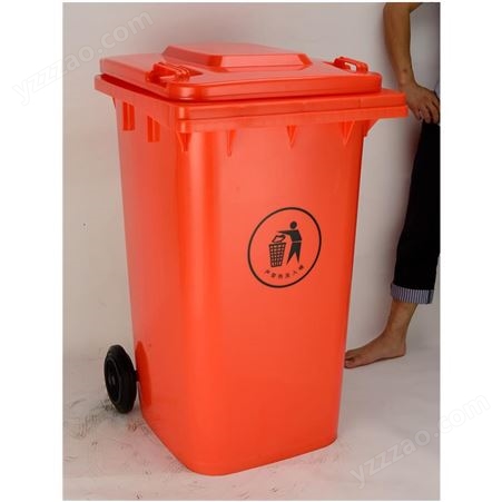 佛山博新批发120L户外带盖带轮分类塑料环卫垃圾桶
