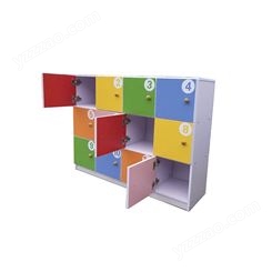 幼儿园带门书包柜 收纳架 彩色组合书架 儿童玩具储物柜