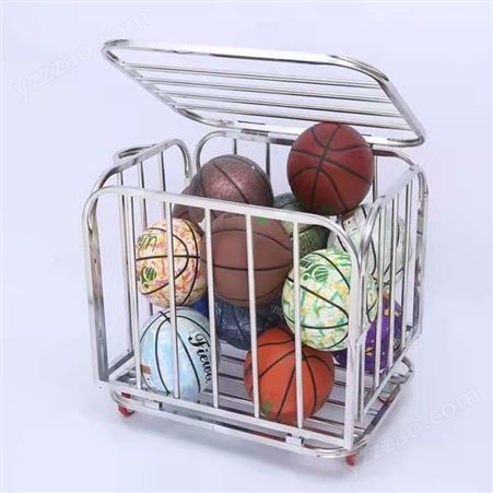 可移动加大号不锈钢篮球推车 可折叠足球篮球收纳筐奥强体育