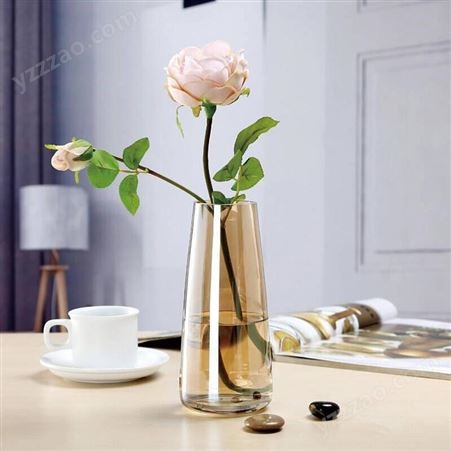 迅想 琥珀玻璃花瓶1816北欧田园家居摆件现代简约插花花器餐厅架卧室装饰瓶