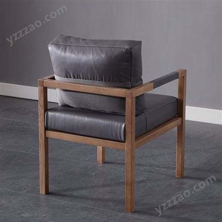 搏德森现代设计扶手沙发椅简约新中式实木布艺休闲椅单人样板房客厅阳台