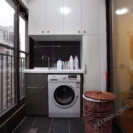 全铝洗衣机阳台柜一体式 简欧全铝阳台柜 全铝家居套装定制厂家
