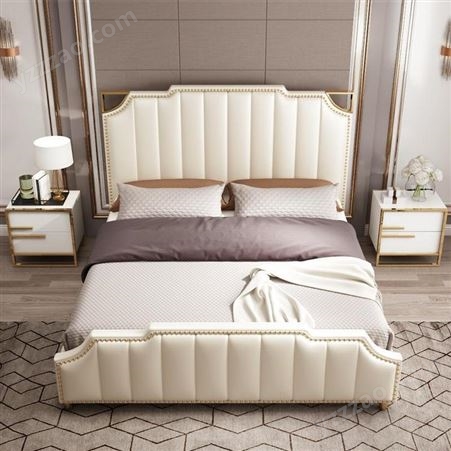 搏德森轻奢现代大床1.8米1.5米公寓房小户型卧室床极简公主布艺床极简双人床