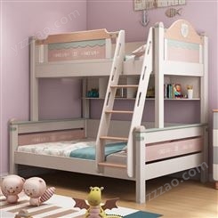 搏德森女孩高低床双层床两层上下床儿童成人子母床上下铺公主床梯柜粉色