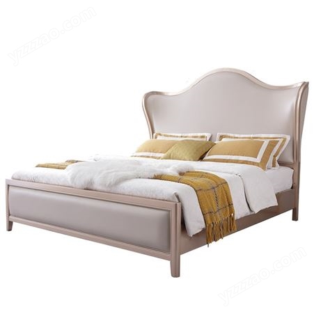 搏德森美式实木床轻奢超纤皮床1.8m主卧1.5m现代简约公主床欧式奢华婚床
