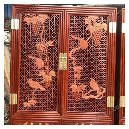 中式风格红木家具 缅甸花梨书柜 花梨木檀雕书柜 大果紫檀