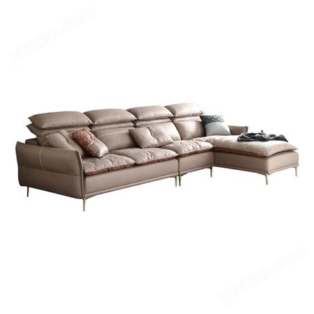 搏德森轻奢科技布乳胶沙发羽绒现代简约转角布艺沙发小户型客厅沙发定制厂家