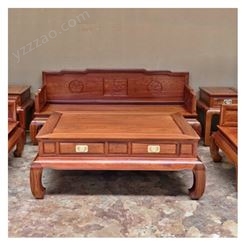 广西红木家具中式 大果紫檀缅甸花梨围屏沙发成品七件套 红木沙发定制
