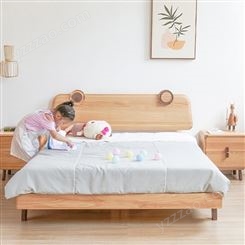 搏德森北欧全实木儿童床男孩女孩卡通儿童简约小孩床1.5m床卧室家用家具