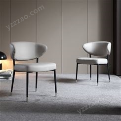 搏德森意式极简设计师皮餐椅现代简约小户型家用凳子酒店咖啡厅铁艺椅子